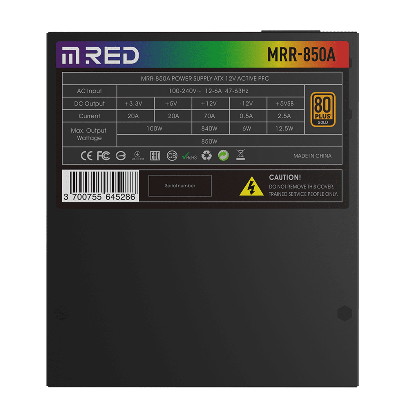 Alimentation M.RED MRR-850A-B 80+ Gold Full Modulaire 850 Watts